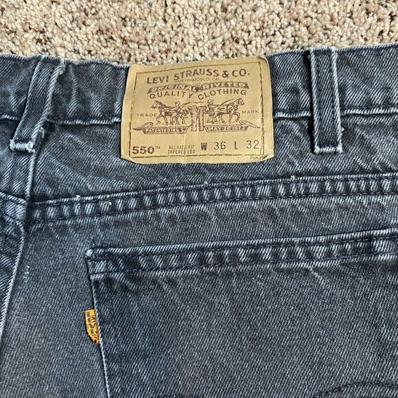 VTG Levis 550 Mens 36x32 Black Jeans Relaxed Fit Tapered Leg Orange Tab USA 1995 - Picture 4 of 11